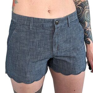 GAP Blue Chambray Shorts with Scallop Hem | 2